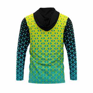 Men's Long Sleeve Geometric Fishing Shirt UPF 50 Quick Dry Pullover <b>Top</b> Black Yellow Blue Patterned Design - Product Image 4