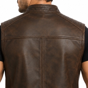 Custom Men's Leather <b>Vest</b> Vintage Leather Fabric Comfort Fit Custom Made Durable Design Motorcycle <b>Vest</b> Full Front Zipper <b>Vest</b> - Product Image 6