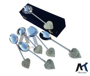 ช้อนชาโลหะด้ามใบไม้ขัดเงา ด้ามยาว ดีไซน์ทันสมัย เหมาะสำหรับเป็นของขวัญ - Product Image 3