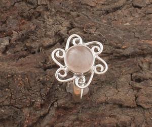 Bague en quartz rose naturel en gros, sertie clos, en argent sterling 925, faite à la main, avec pierre précieuse rose, pour femmes, fiançailles et mariage - Product Image 5