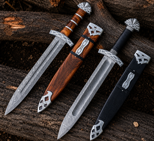 Par de espadas vikingas |   Funda de espada de acero de Damasco grabada a mano de alta calidad |   SAZ ENTERPRISES Norse Ragnar El Mejor Regalo de Navidad - Product Image 6