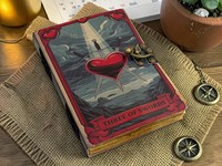 Carnet en cuir Tarot des Trois Épées, style vintage gothique, livre de sorts Wiccan, reliure cousue, 200 feuilles de papier à bords festonnés, collection Herb Heritage