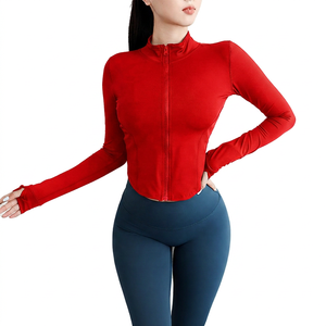 Women's Sports Top Long-sleeved Tight-<b>fitting</b> <b>Slim</b> Sexy Fitness Running Yoga <b>Jacket</b> Breathable Print Spandex/Nylon High Neck - Product Image 6