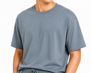 Conjunto de Camiseta y Pantalones Cortos Oversize para Hombre, Estilo Casual de Verano, Mezcla de Algodón, Ajuste Relajado, Ropa de Descanso, Color Liso - Product Image 4