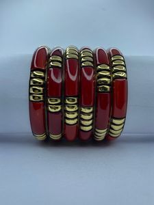 Conjunto de Brazaletes de Resina Naranja y Latón, Hechos a Mano, Ligeros, Atrevidos, Elegantes, Color Personalizable, Joyería de Moda para Mujer, Estilo Boho Contemporáneo - Product Image 2