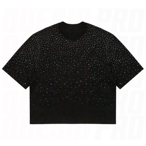 Rhinestone Solid <b>T</b>-<b>Shirt</b> Crew Neck Short Sleeve Oversized 100% Cotton Quick Dry High Quality Washed Party Club <b>Festival</b> Hip Hop - Product Image 1