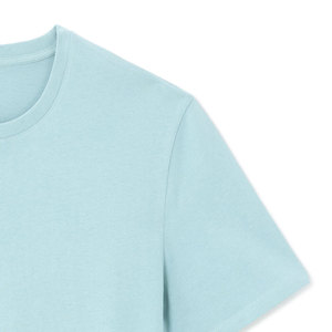 T-shirt pour homme bleu clair à manches courtes, col rond, coupe classique, décontracté, 100% coton jersey, teinture unie, couleur unie - Product Image 5