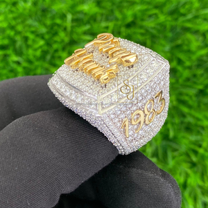 แหวนเงินรางวัล925ตามสั่งเพชรโมอิสเพชรประดับชื่อเริ่มต้นแร็ปเปอร์เครื่องประดับฮิปฮอปสำหรับผู้ชายงานแต่งงานงานหมั้น - Product Image 2
