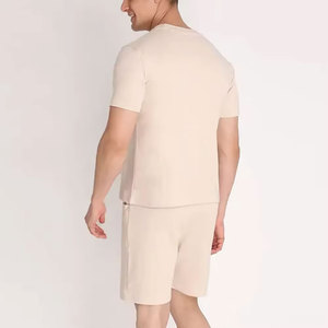 T-shirts à manches courtes et col rond bleu marine pour hommes Perfectionists, ensemble court, coupe ample, décontracté, respirant, 100% coton tricoté - Product Image 4