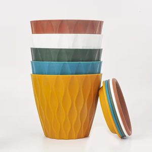 Ensemble de 5 pots de fleurs personnalisés de qualité supérieure, pots de plantes en plastique multicolores durables, jardinières décoratives d'intérieur et d'extérieur, légères - Product Image 1