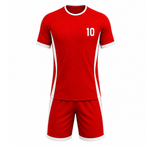 Ensemble d'uniformes de football pour hommes professionnels, séchage rapide, sublimation rouge et blanc, vêtements de sport d'entraînement - Product Image 1