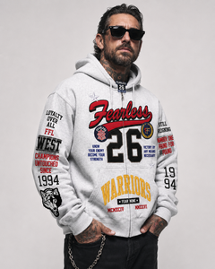 Sweat-shirt à capuche zippé personnalisé pour homme, avec broderie et appliqué lettres, style streetwear décontracté, fabricant sur mesure, faible MOQ - Product Image 4