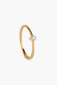 Bagues empilables en diamant, sertissage minimaliste clos, taille poire, diamant de laboratoire, solitaire délicat, bijoux fins modernes, or massif 14K 18K - Product Image 3