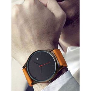 Montre à Quartz pour Homme, Style Tendance, Grand Cadran, Couronne Simple, Bracelet en Cuir, Modèle 4081 - Product Image 5