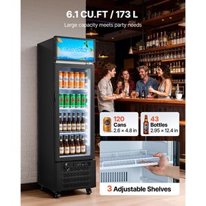 Frigorifero Commerciale da 6,1 Cu.Ft./173 L con Porta in Vetro Personalizzabile, Espositore Refrigerato per Bevande e Vini - Product Image 2