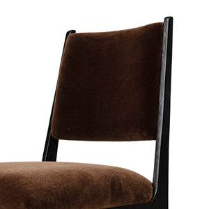 Modern Minimalist Dining <b>Chair</b> <b>Brown</b> Velvet Upholstered Seat and Backrest Black Metal Legs No Armrest - Product Image 3