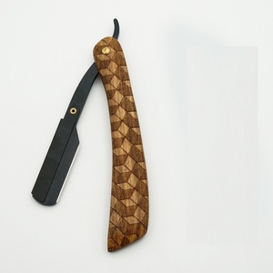 มีดโกนหนวดสแตนเลสแบบมืออาชีพ ใบมีดคมกริบ ด้ามไม้ แบบพับได้ - Product Image 2