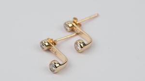 Boucles d'oreilles minimalistes à 4 pierres en or massif 14 carats avec diamant de laboratoire de 0,50 ct, taille brillant rond, pour mariage, anniversaire, fête - Product Image 5