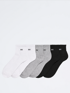 Chaussettes courtes pour homme BX en coton et élasthanne, respirantes, antibactériennes, écologiques, couleur unie, usage quotidien, tricotées, blanc, gris, noir - Product Image 1