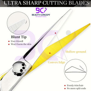 Newest 6. 0 Inch Half Golden Black Color High-Performance With Comfort Handle <b>Grip</b> Barber Scissors For Smooth & Clean Cuts - Product Image 3