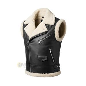 Chaleco de Cuero Genuino para Hombre, de Cuero Patentado, para Invierno, Resistente al Viento, Transpirable, Servicio Personalizado OEM, Venta al Por Mayor - Product Image 1