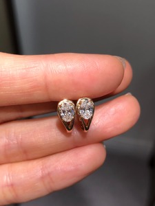 Pendientes de Aro Ovalados de Oro Blanco de 14K con Diamantes Cultivados en Laboratorio, Color F, Joyería Minimalista para Mujer, Regalo, Uso Diario, para Fiestas - Product Image 3