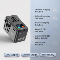 Adaptateur de voyage universel avec prise internationale GAN 45W, écran couleur TFT, chargeur rapide pour téléphone portable avec affichage numérique intelligent de type C