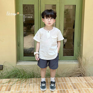 Conjunto de 2 Piezas de la Mejor Calidad para Niños Pequeños, Camiseta y Pantalones Cortos Transpirables de Estilo Casual Urbano, Ropa de Algodón para Niños Pequeños - Product Image 3