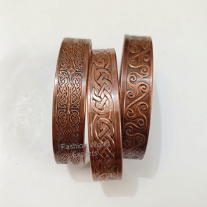 ชุดกำไลข้อมือทองแดงบริสุทธิ์3ชิ้นทำมือมีสไตล์น้ำหนักเบาและสวมใส่สบายสำหรับสวมใส่ในชีวิตประจำวัน - Product Image 4