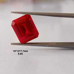 Pierre précieuse de laboratoire, rubis de qualité supérieure, taille émeraude, pierre synthétique rouge profond pour la fabrication de bijoux faits à la main - Product Image 1