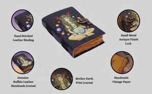 Hermoso Cuaderno de Cuero Artístico con Diseño de Diosa Mística de la Tierra, 200 Páginas, Regalo - Product Image 5
