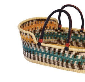 Supply modern dark teal geometric high <b>wall</b> seagrass changing <b>basket</b> with rattan changing kid <b>basket</b> featuring straps - Product Image 4
