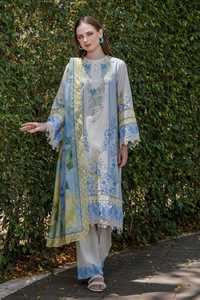 Robe Salwar Kameez décontractée pour femmes musulmanes, en coton pur, avec dentelle brodée violette et boutons, style pakistanais, pour l'été - Product Image 5