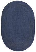 Tapis ovale bleu marine rustique, tissé à la main en jute, pour la décoration d'une maison de style farmhouse