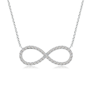 Pendentif Infini avec Diamants Taille Brillant pour Femme, Style Vintage, pour Mariage et Usage Quotidien, Or 10K 14K 18K, Argent 925 935 - Product Image 3