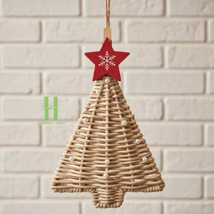 Nuevo Diseño 2026 Adorno Navideño de Campana de Ratán de Lujo, Decoración Colgante Natural y Elegante para Árbol de Navidad, Moderna y Ecológica para Interiores - Product Image 6