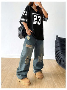 Camiseta Deportiva Oversize de Malla con Cuello en V para Hombre, Transpirable, Estilo Hip Hop Urbano, con Número de Equipo Personalizado, Top Atlético - Product Image 6