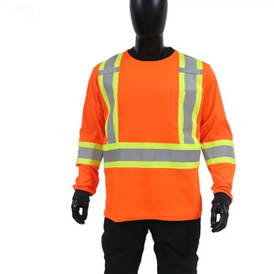 OEM Stylish Jumper Crew Neck <b>Hi</b> <b>Vis</b> Long Sleeve Custom <b>T</b>-<b>Shirts</b> Cross Back Reflective Tshirt Wholesale - Product Image 1