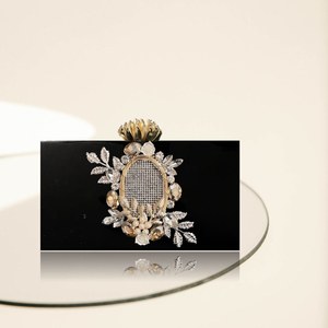 White Resin Bridal Clutch Handmade Flower Crystal Evening Purse Custom <b>Wedding</b> Decoration Gift - Product Image 1