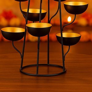 Juego de 9 Portavelas Decorativos de Metal para Velas de Té, Decoración Festiva para el Hogar, Mesa de Centro de Sala de Estar, Decoración Navideña, Fiesta - Product Image 3