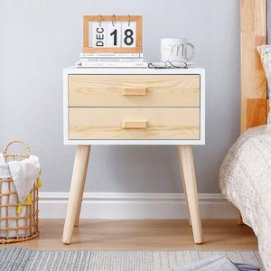 โต๊ะข้างเตียงไม้เนื้อแข็งสีขาวพับได้ 2 ลิ้นชัก สำหรับเฟอร์นิเจอร์ห้องนอน โรงแรม-ดีไซน์มินิมอล ขายตรงจากโรงงาน - Product Image 4