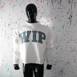 Sweat-shirt à col montant gris cendré WIP, 100% coton, broderie appliquée, col large, URBAN PRODUCTIONS - Product Image 5