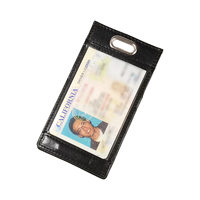 [Nuevo artículo] Porta credenciales de identificación Castello de cuero de vaca de alta calidad, curtido vegetalmente, con protección RFID, cierre abierto, delgado, ligero, negro