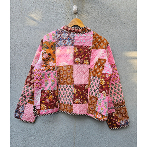Veste en coton matelassée patchwork faite à la main, réversible, avec poches plaquées, style bohème décontracté pour femme, idéale pour l'automne et l'hiver, cadeau pour elle - Product Image 5