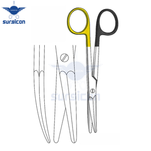 กรรไกร Aufricht ขนาด 14 ซม. / 5-1/2 นิ้ว ใบมีดโค้งเดี่ยวแบบหยัก Super Cut TC สีทอง สำหรับผ่าตัดทางการแพทย์ ความแม่นยำสูง - Product Image 3