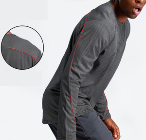 Men's Gym Workout Training Running Sport <b>Long</b> Sleeves <b>Tshirt</b> Outdoor Quick Dry Fitness T-shirt Tops - Product Image 3