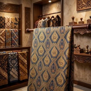 Handcrafted Indonesian Hand Drawn <b>Batik</b> Tulis Cotton Fabric Traditional Bakar Alam Motif Indigo Earth Premium Textile Material - Product Image 5