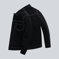 Veste en denim noir matelassé de haute qualité, coton, personnalisée, unisexe, manches longues, grande taille, pour l'automne/l'hiver