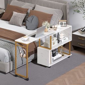 360 Degree Rotating Living Room <b>Sofa</b> <b>Side</b> <b>Table</b> with Storage Bookcase and Hooks - Product Image 6