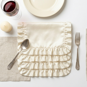 Premium Polyester Satin Dinner Napkins with Frill Border for Home Restaurant Wedding and Hospitality Fabric Dining <b>Table</b> Decor - Product Image 3